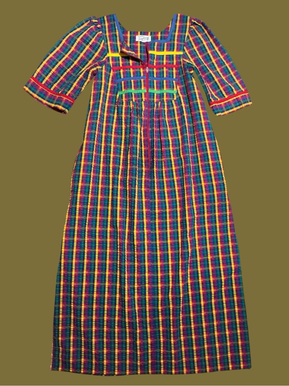 Vintage Styled by Saybury Small Rainbow Plaid Maxi Dress